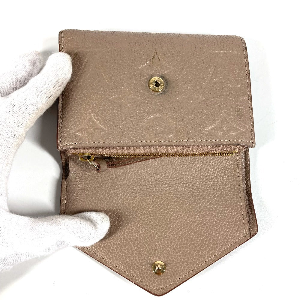LOUIS VUITTON M63529 Monogram Empreinte Portefeuille Victorine Compact Wallet, Tri-fold Wallet, Monogram Empreinte Leather, Unisex, Vison Beige