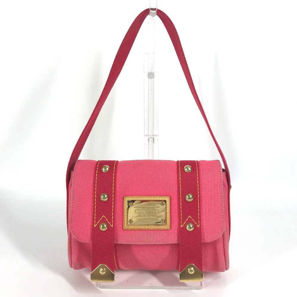 LOUIS VUITTON M40071 アンティグア サック ラバ カバン 肩掛け フラップ ハンドバッグ ショルダーバッグ キャンバス レディース ピンク