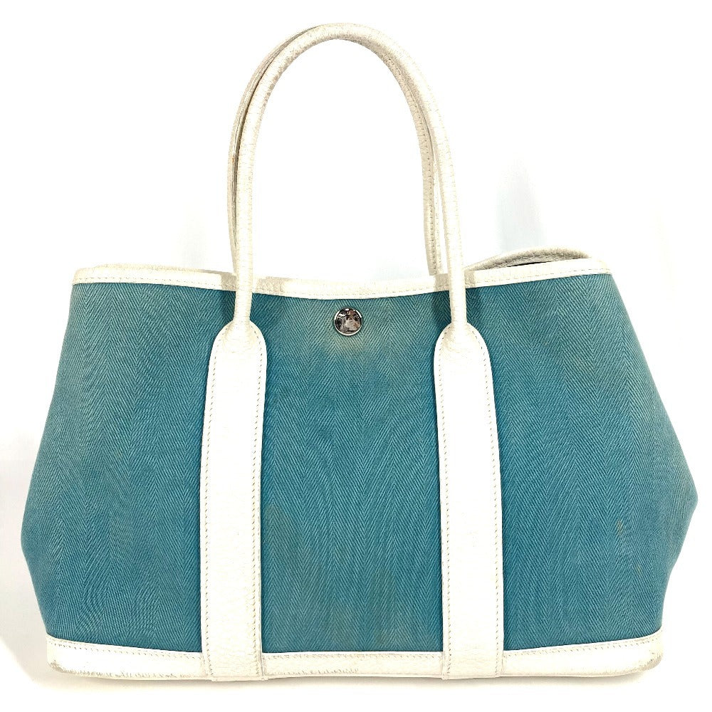 HERMES ガーデンパーティー TPM ガーデンパーティTPM カバン ハンドバッグ トートバッグ トワルオフィシェ/レザー レディース ブルー