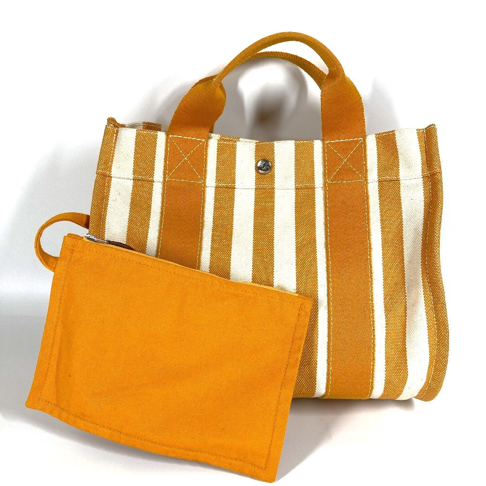 HERMES Cannes PM Tote Bag with Border Pouch, Cotton, Yellow, for Women