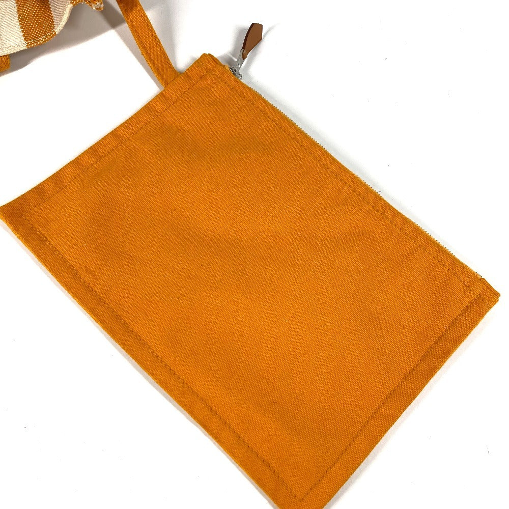 HERMES Cannes PM Tote Bag with Border Pouch, Cotton, Yellow, for Women