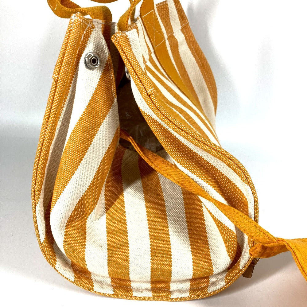 HERMES Cannes PM Tote Bag with Border Pouch, Cotton, Yellow, for Women