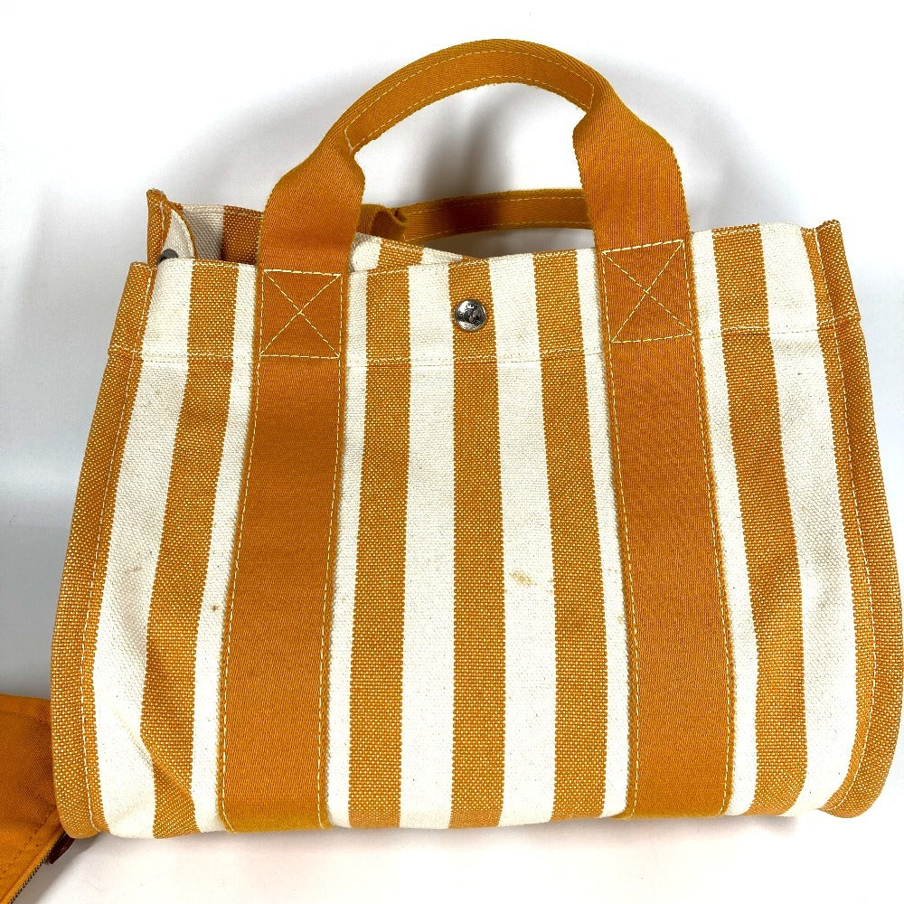 HERMES Cannes PM Tote Bag with Border Pouch, Cotton, Yellow, for Women
