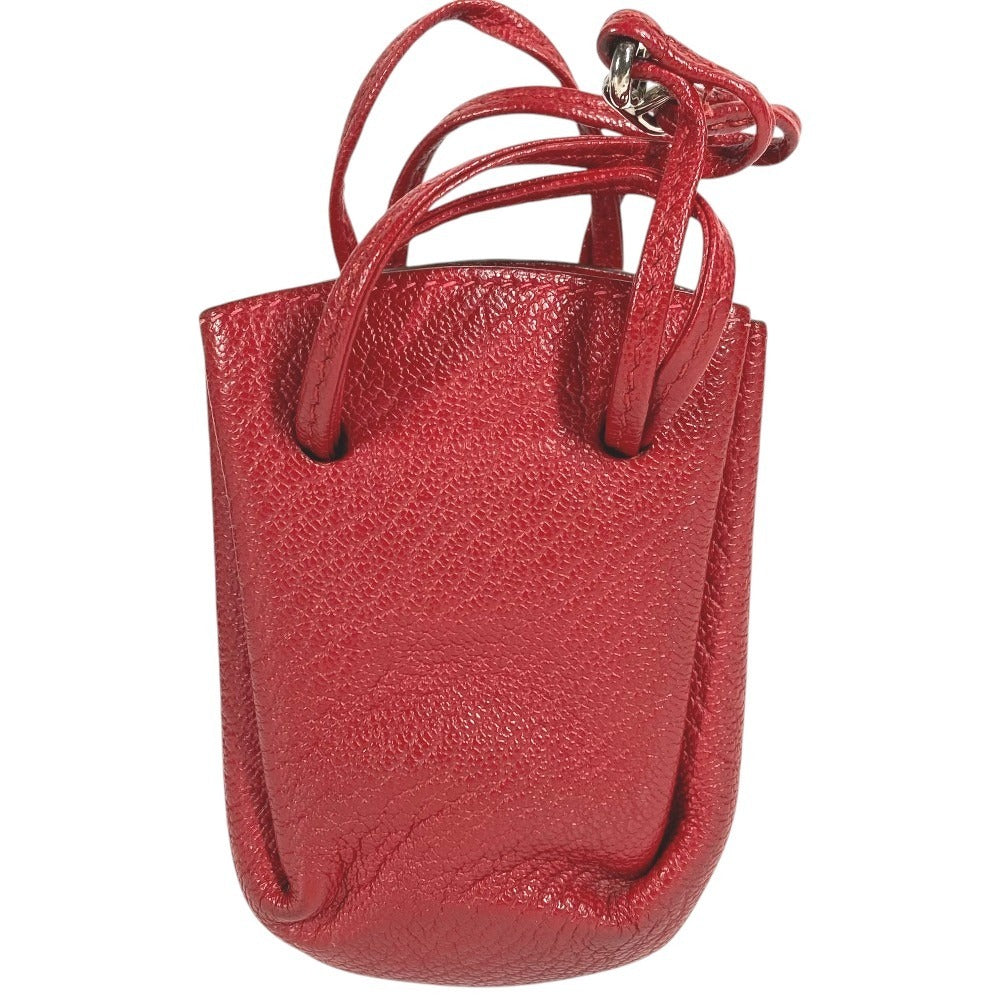 HERMES Vespa Pouch, Mini Drawstring Bag, Leather, Women's, Red