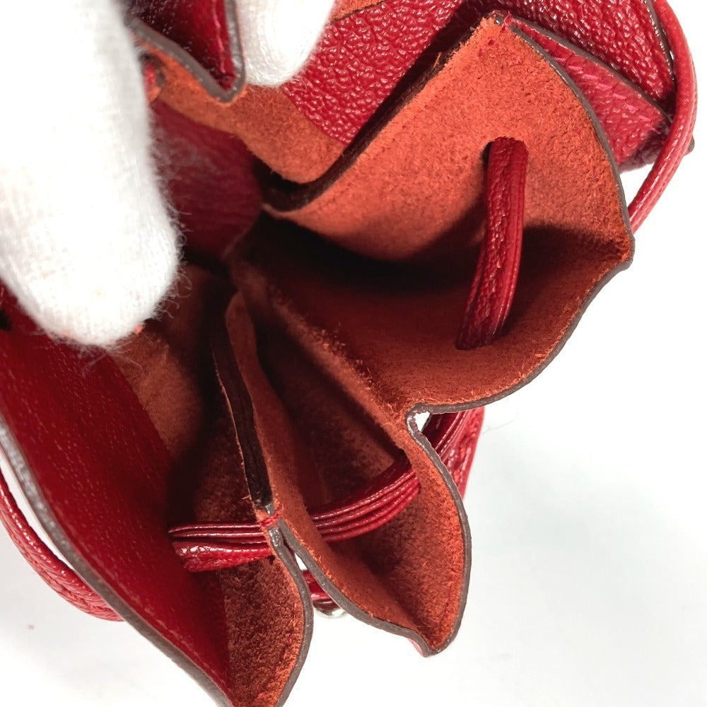 HERMES Vespa Pouch, Mini Drawstring Bag, Leather, Women's, Red