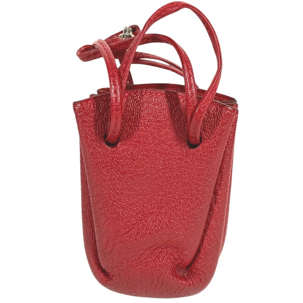 HERMES Vespa Pouch, Mini Drawstring Bag, Leather, Women's, Red