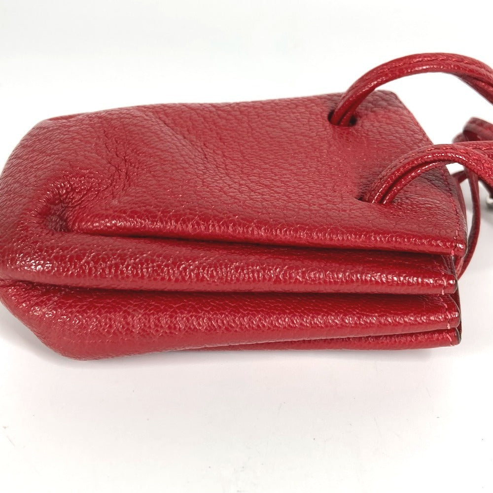 HERMES Vespa Pouch, Mini Drawstring Bag, Leather, Women's, Red
