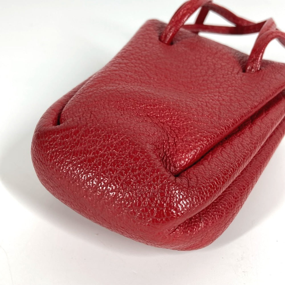 HERMES Vespa Pouch, Mini Drawstring Bag, Leather, Women's, Red
