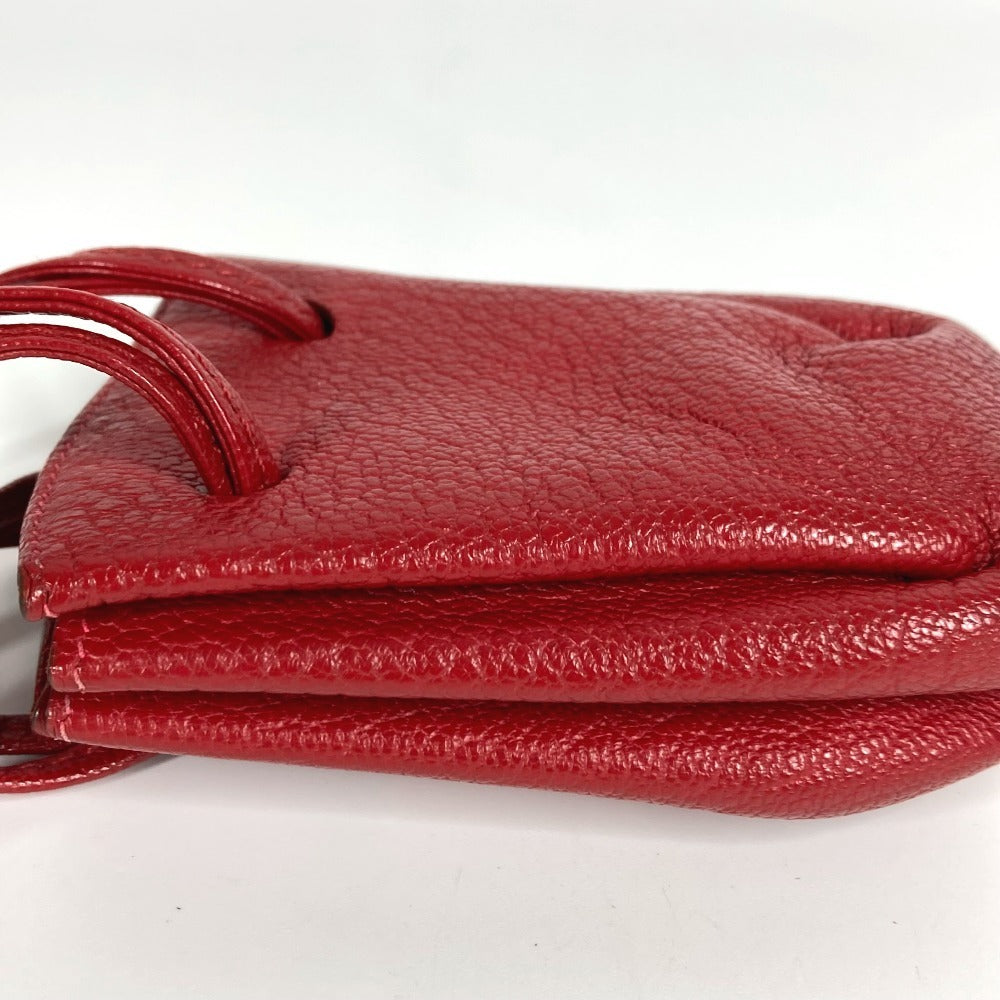 HERMES Vespa Pouch, Mini Drawstring Bag, Leather, Women's, Red