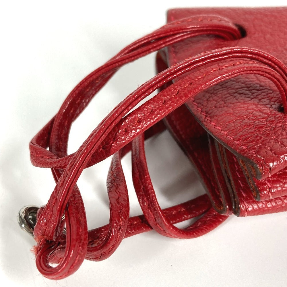 HERMES Vespa Pouch, Mini Drawstring Bag, Leather, Women's, Red