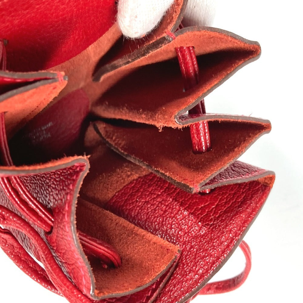 HERMES Vespa Pouch, Mini Drawstring Bag, Leather, Women's, Red