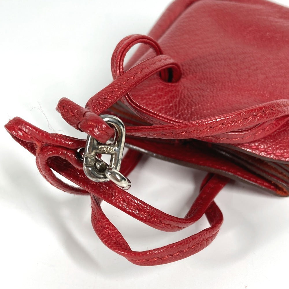 HERMES Vespa Pouch, Mini Drawstring Bag, Leather, Women's, Red