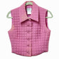 CHANEL P15739 00S CC Coco Mark Quilted Sleeveless Top/Vest, Silk, Pink, Women's