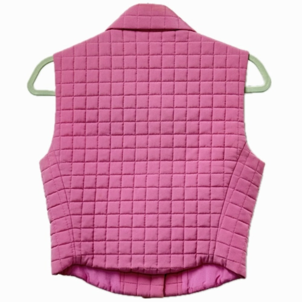 CHANEL P15739 00S CC Coco Mark Quilted Sleeveless Top/Vest, Silk, Pink, Women's
