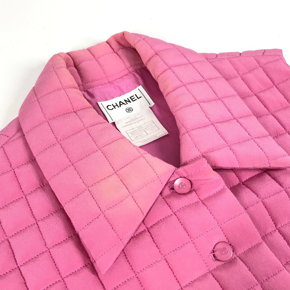 CHANEL P15739 00S CC Coco Mark Quilted Sleeveless Top/Vest, Silk, Pink, Women's