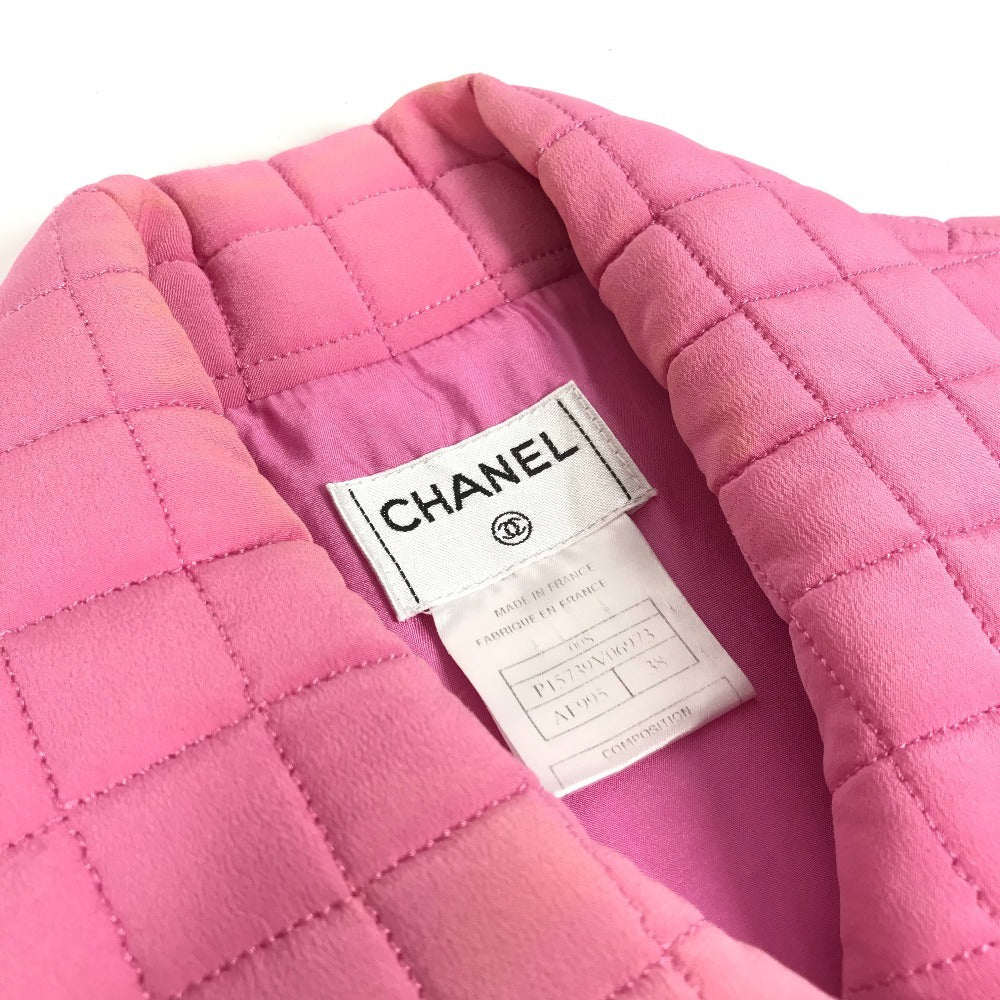 CHANEL P15739 00S CC Coco Mark Quilted Sleeveless Top/Vest, Silk, Pink, Women's