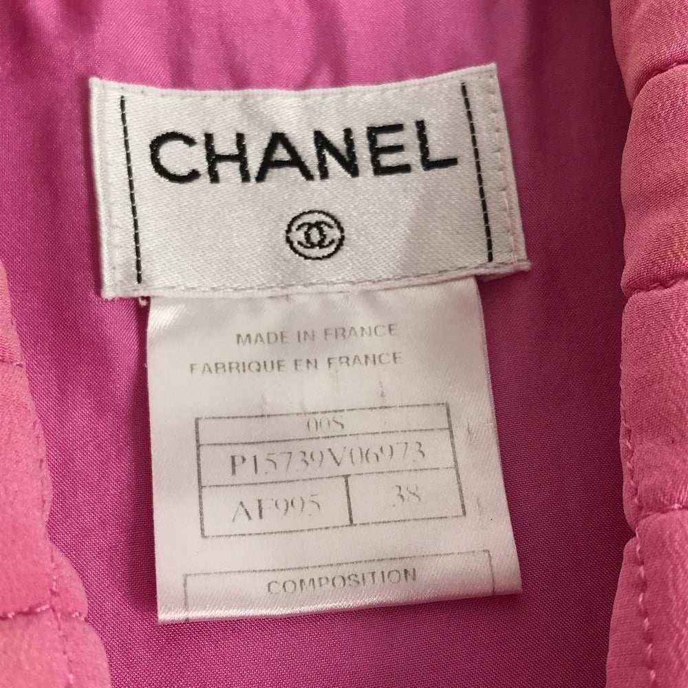 CHANEL P15739 00S CC Coco Mark Quilted Sleeveless Top/Vest, Silk, Pink, Women's