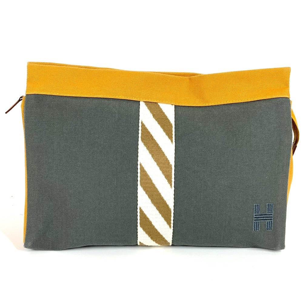 HERMES H logo Jimetu GM Jimetu GM bag, pouch, second bag, makeup pouch, multi-purpose pouch, clutch bag, cotton, unisex, gray