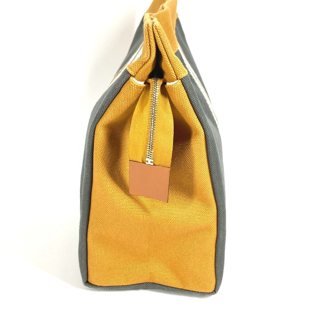 HERMES H logo Jimetu GM Jimetu GM bag, pouch, second bag, makeup pouch, multi-purpose pouch, clutch bag, cotton, unisex, gray