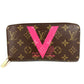 LOUIS VUITTON M60936 Monogram V Motif Zippy Wallet, Round Zipper, Long Wallet, Monogram Canvas, Unisex, Brown