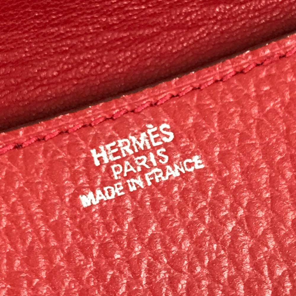 HERMES Hロゴ アメリー カバン ポシェット 斜め掛け フラップ ショルダーバッグ レザー ユニセックス レッド