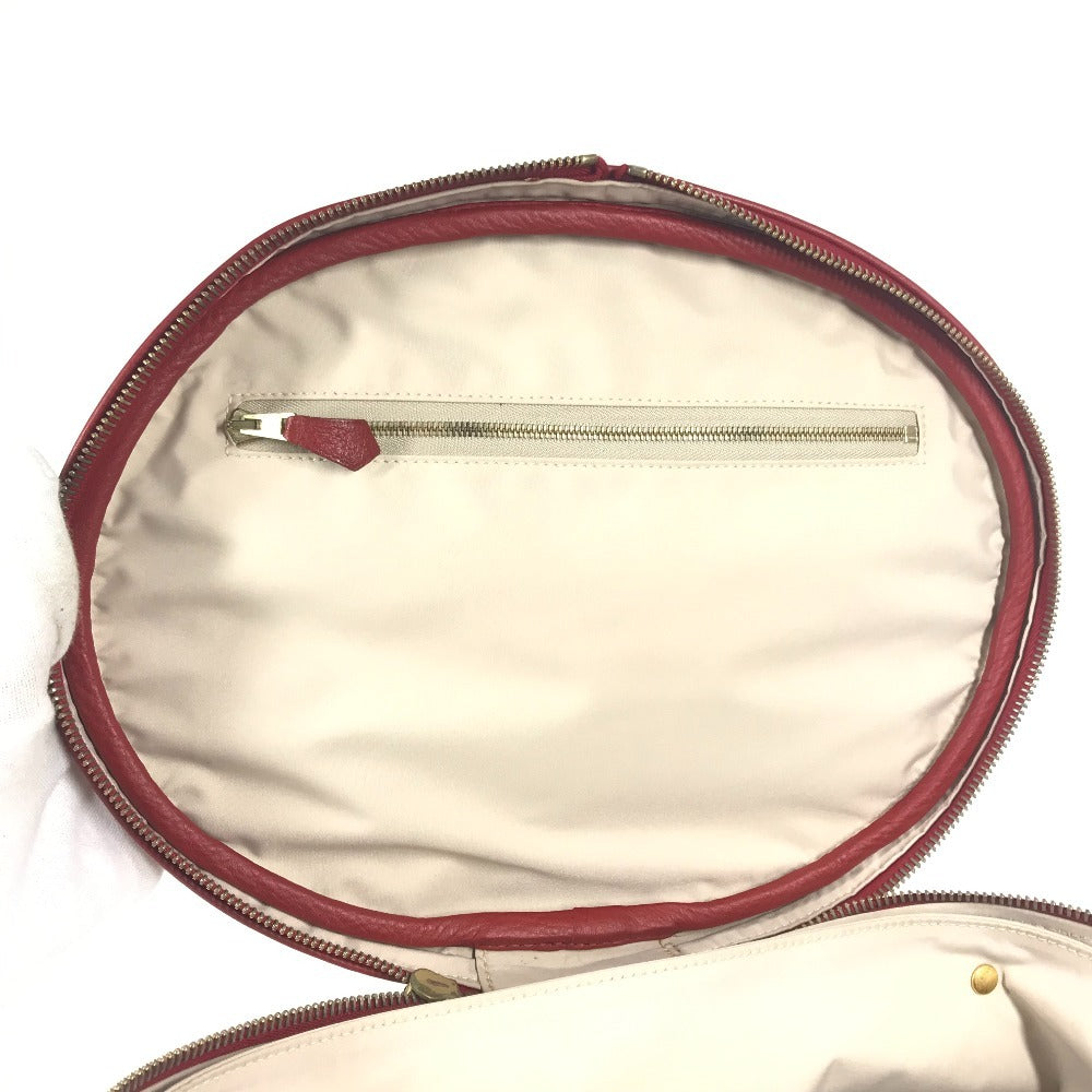 HERMES Two-Tone Intercity Box Makeup Case, Handbag, Leather/Coated Canvas, Red