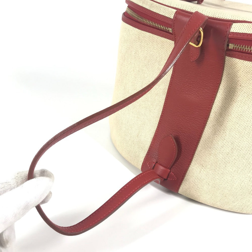 HERMES Two-Tone Intercity Box Makeup Case, Handbag, Leather/Coated Canvas, Red