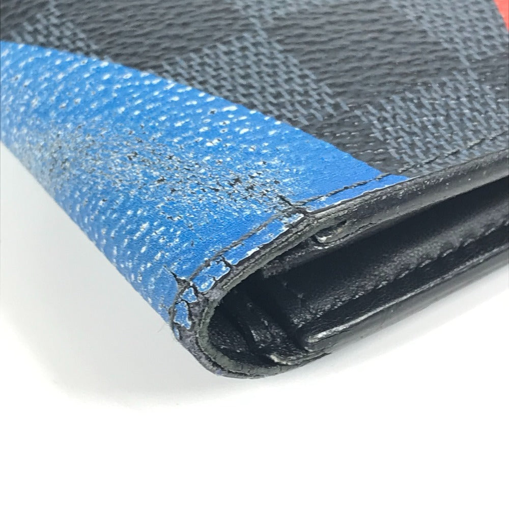 LOUIS VUITTON N41593 Damier Cobalt America's Cup 2017 Portefeuille Brazza Bifold Long Wallet in Damier Cobalt Canvas, Unisex, Navy