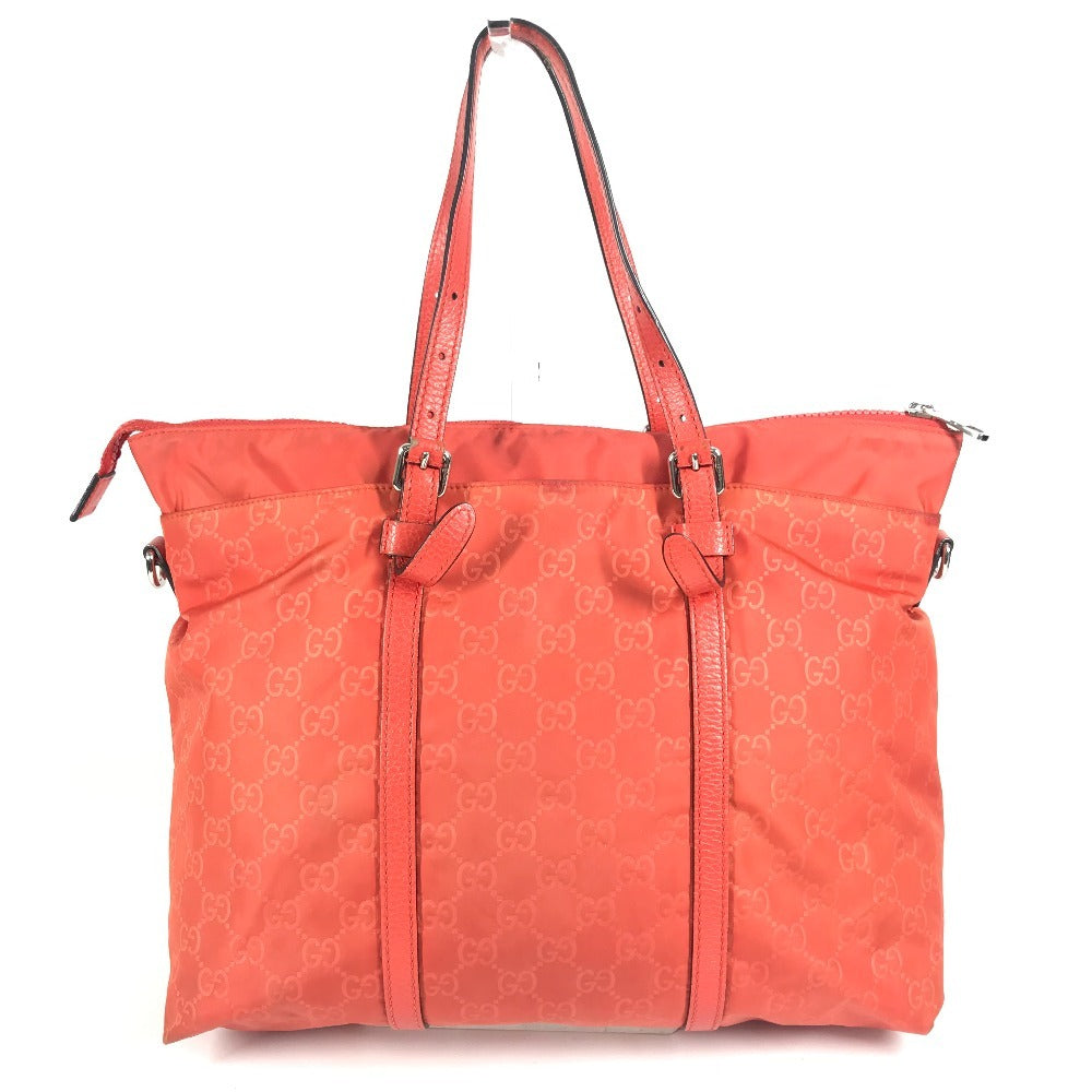 GUCCI 387067 GG Logo Tote Bag, Handbag, Shoulder Bag, Nylon, Unisex, Orange