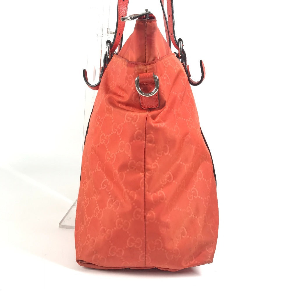 GUCCI 387067 GG Logo Tote Bag, Handbag, Shoulder Bag, Nylon, Unisex, Orange