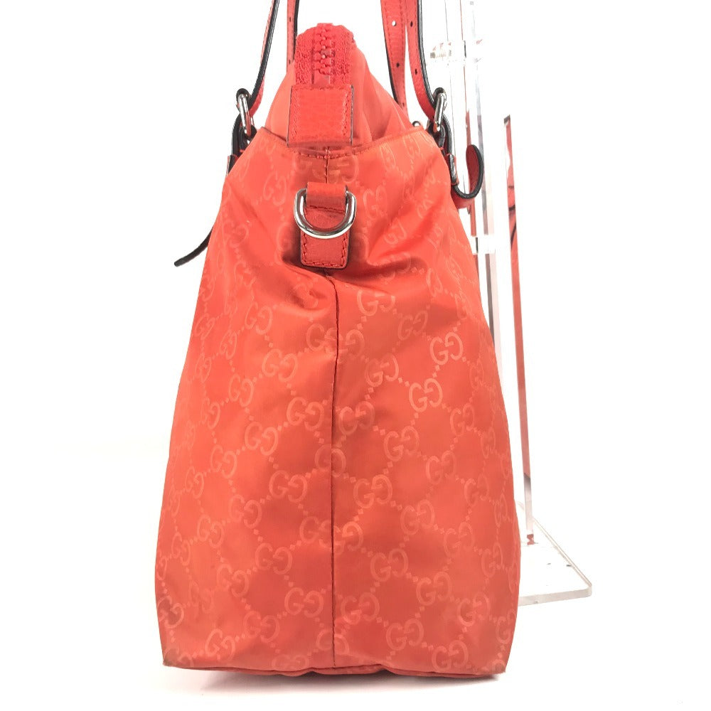 GUCCI 387067 GG Logo Tote Bag, Handbag, Shoulder Bag, Nylon, Unisex, Orange