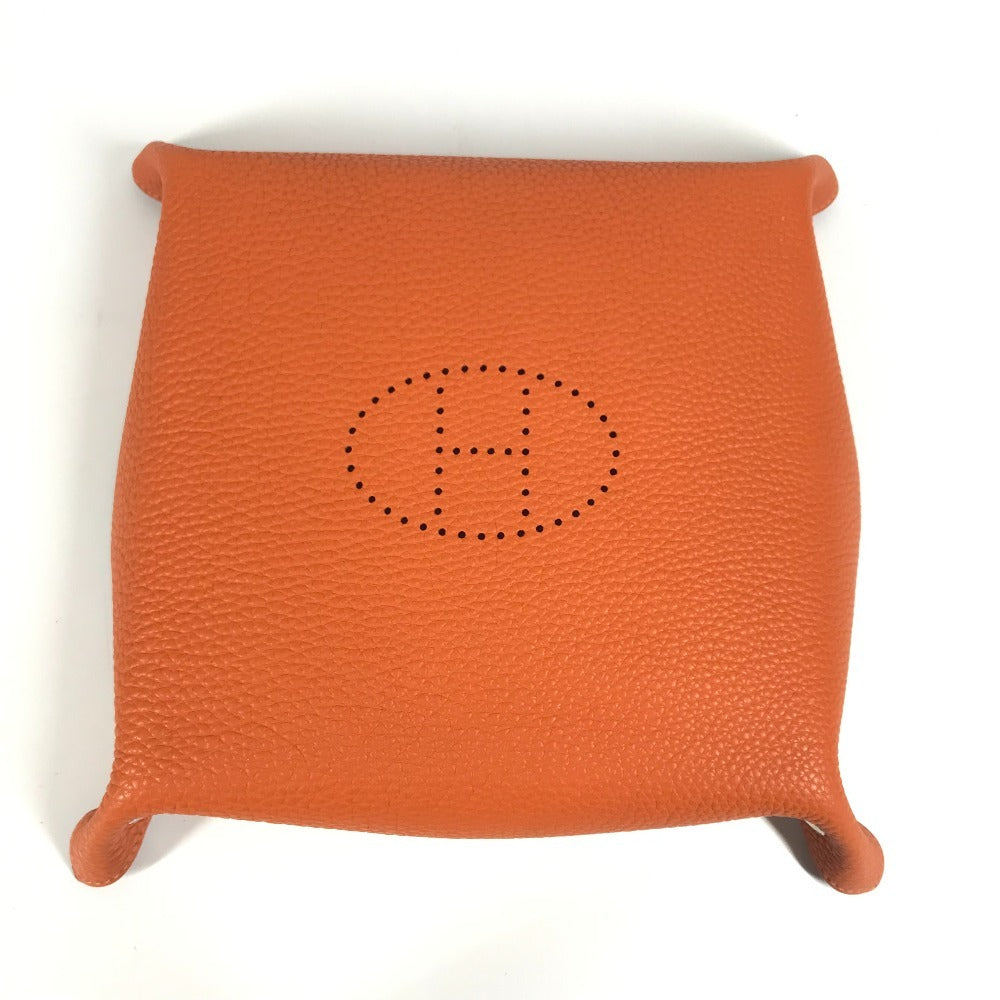 HERMES パンチングロゴ ヴィドポッシュ アクセサリートレイ トレー 雑貨 小物入れ トリヨンクレマンス ユニセックス オレンジ
