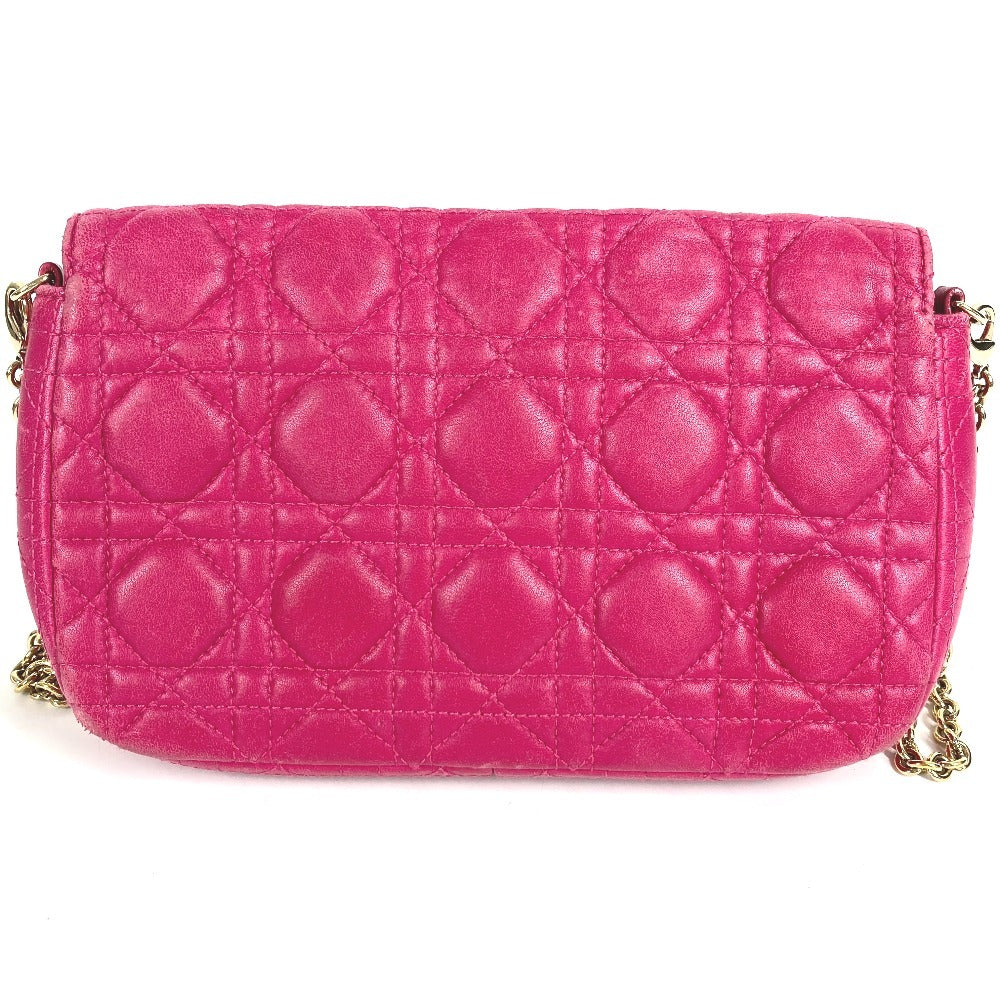 Dior 2-Way Bag, Cannage Logo Clutch Bag, Crossbody Bag, Chain Bag, Shoulder Bag, Leather, Women's, Pink