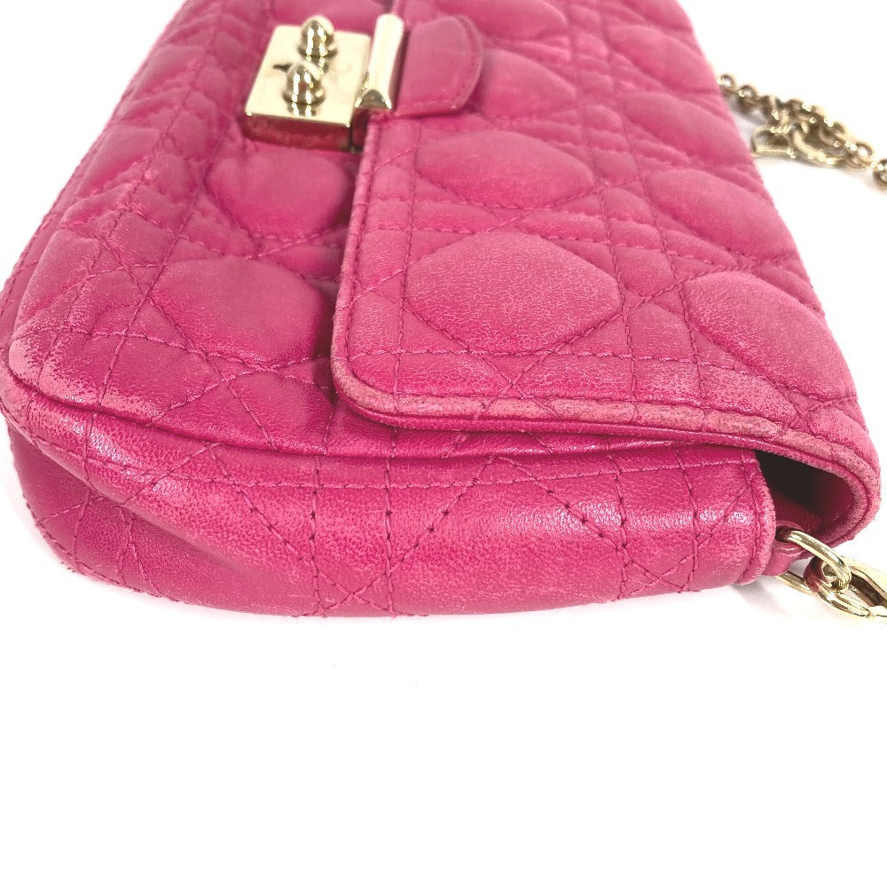 Dior 2-Way Bag, Cannage Logo Clutch Bag, Crossbody Bag, Chain Bag, Shoulder Bag, Leather, Women's, Pink