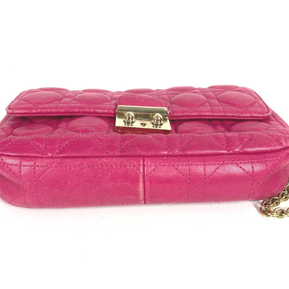 Dior 2-Way Bag, Cannage Logo Clutch Bag, Crossbody Bag, Chain Bag, Shoulder Bag, Leather, Women's, Pink