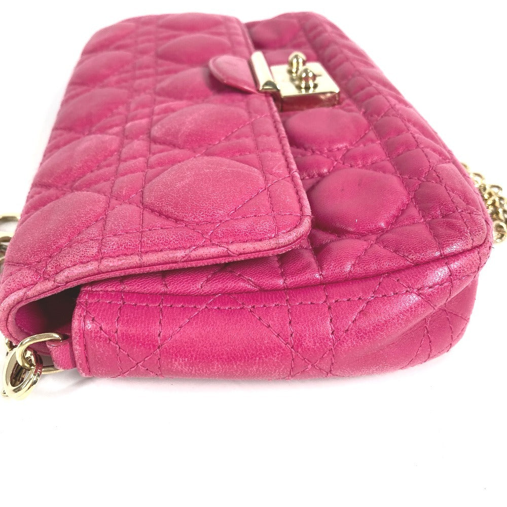 Dior 2-Way Bag, Cannage Logo Clutch Bag, Crossbody Bag, Chain Bag, Shoulder Bag, Leather, Women's, Pink