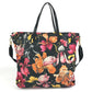 PRADA Floral Triangle Logo Plaque Handbag/Shoulder Bag/Tote Bag in Leather/Nylon, Black