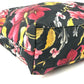 PRADA Floral Triangle Logo Plaque Handbag/Shoulder Bag/Tote Bag in Leather/Nylon, Black