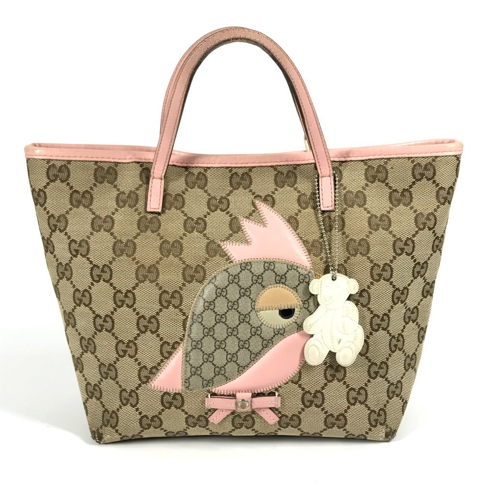 GUCCI 271101 GG Papagalo Parrot Charm Tote Bag/Handbag in GG Canvas/Leather, Kids' Pink
