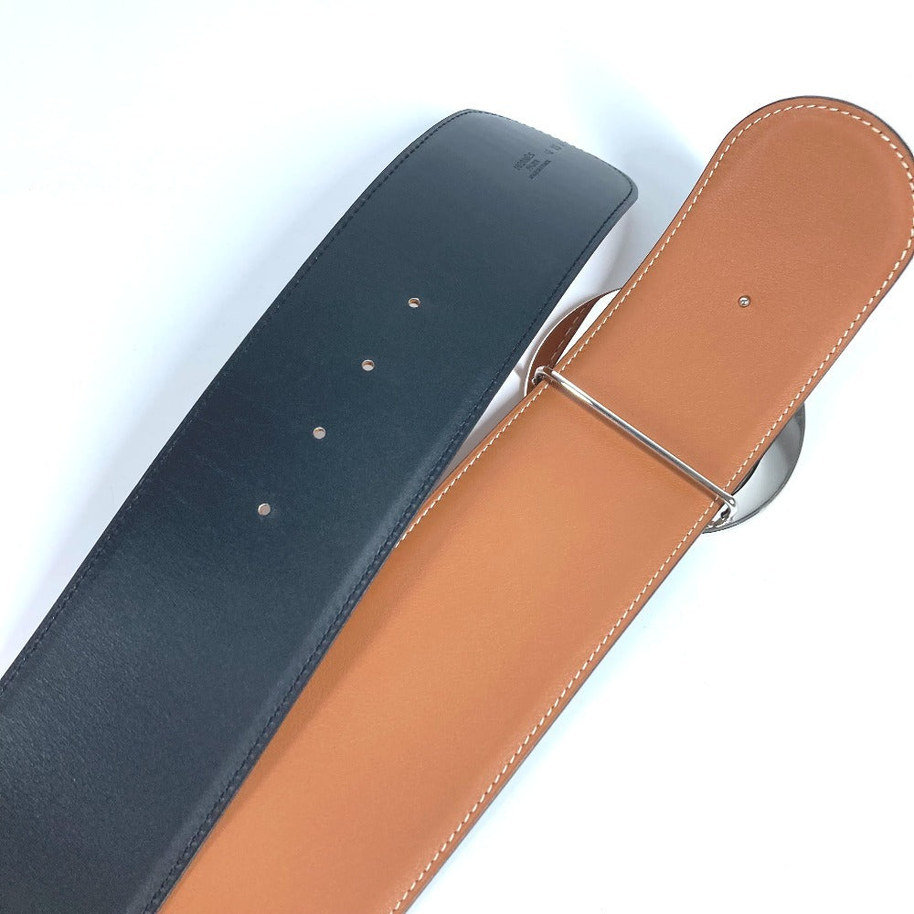 HERMES Wide Belt, Accessory, Buckle Belt, Leather, Women's, Black