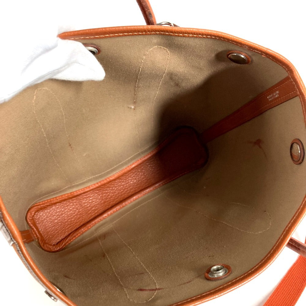 HERMES Garden File PM Vertical Tote Bag, Handbag, 2-Way Bag, Shoulder Bag, Leather/Canvas, Women's, Orange