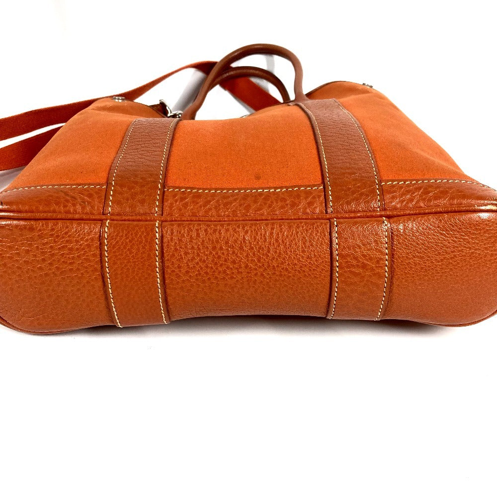 HERMES Garden File PM Vertical Tote Bag, Handbag, 2-Way Bag, Shoulder Bag, Leather/Canvas, Women's, Orange