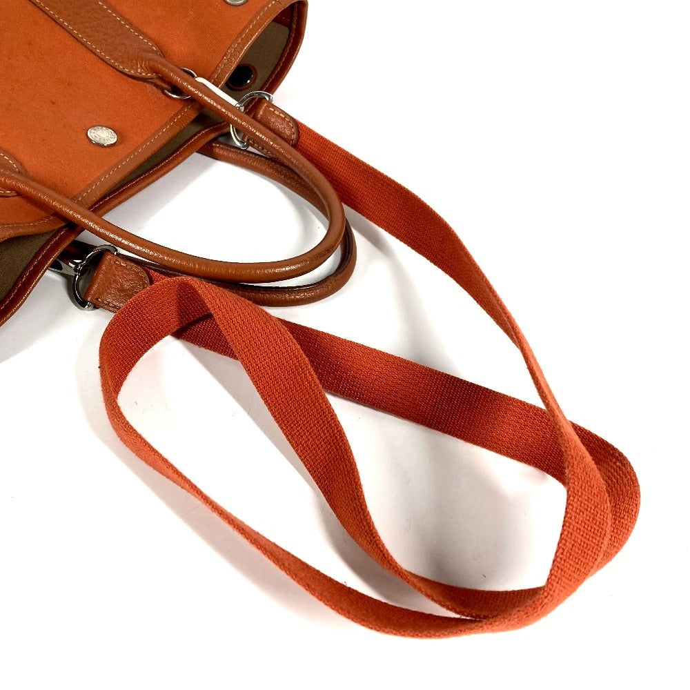 HERMES Garden File PM Vertical Tote Bag, Handbag, 2-Way Bag, Shoulder Bag, Leather/Canvas, Women's, Orange