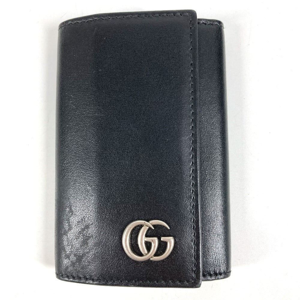 GUCCI 435305 GGマーモント GG ロゴ 6P キーリング 6ポイント 鍵 キーケース レザー ユニセックス ブラック