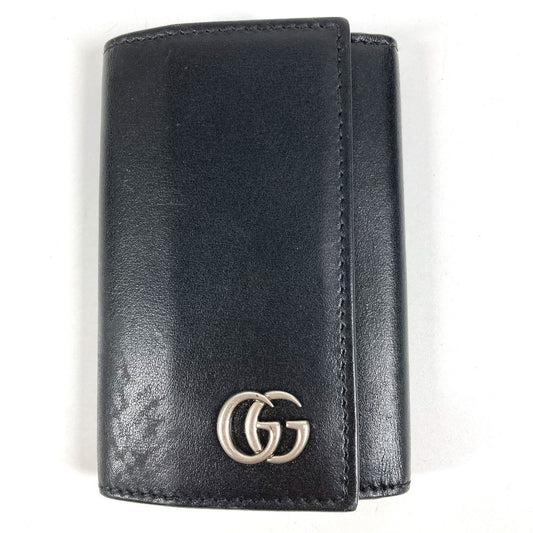 GUCCI 435305 GGマーモント GG ロゴ 6P キーリング 6ポイント 鍵 キーケース レザー ユニセックス ブラック