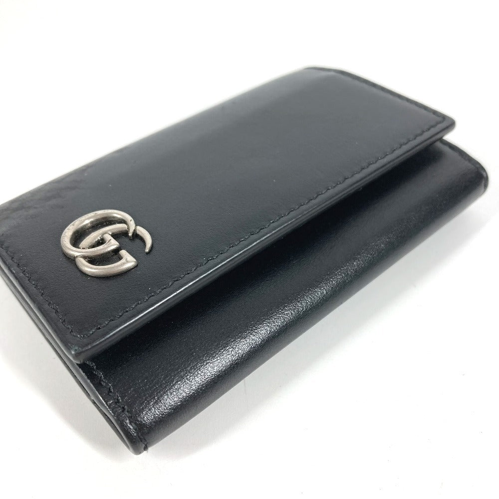 GUCCI 435305 GGマーモント GG ロゴ 6P キーリング 6ポイント 鍵 キーケース レザー ユニセックス ブラック