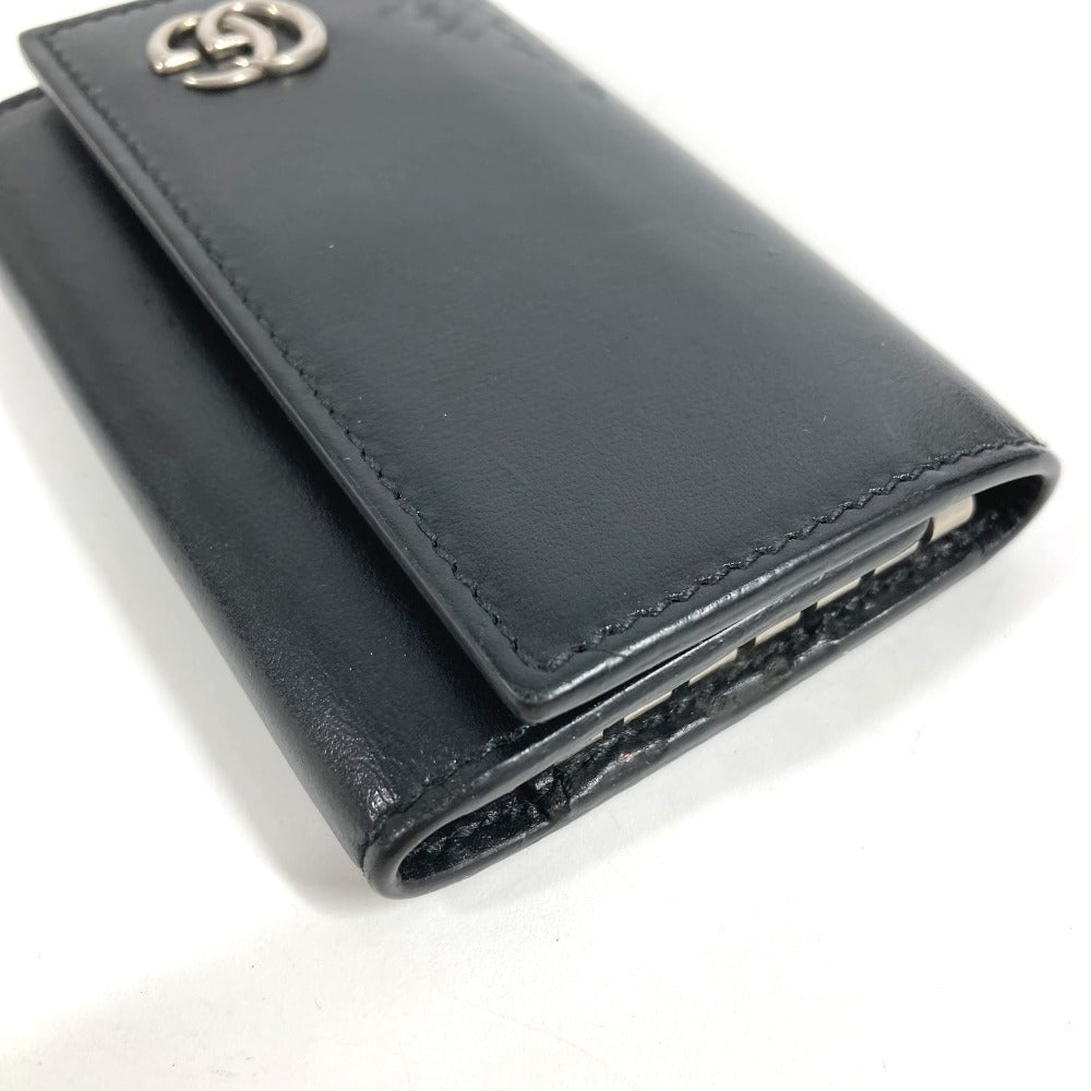 GUCCI 435305 GGマーモント GG ロゴ 6P キーリング 6ポイント 鍵 キーケース レザー ユニセックス ブラック