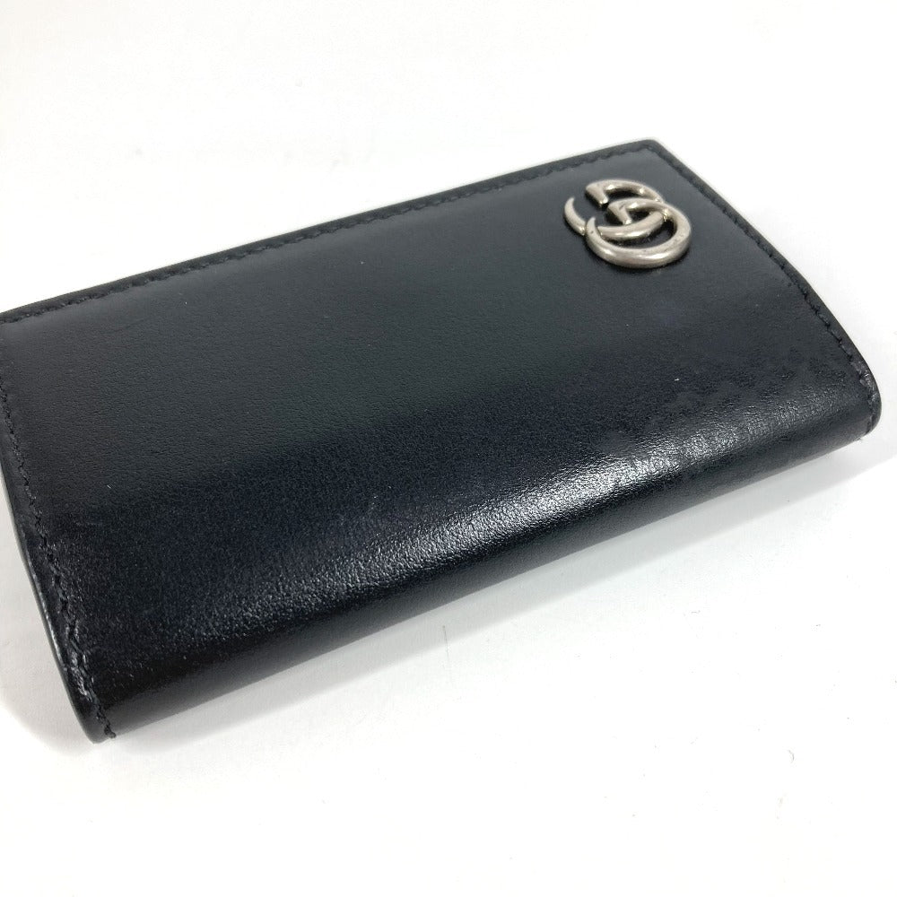 GUCCI 435305 GGマーモント GG ロゴ 6P キーリング 6ポイント 鍵 キーケース レザー ユニセックス ブラック