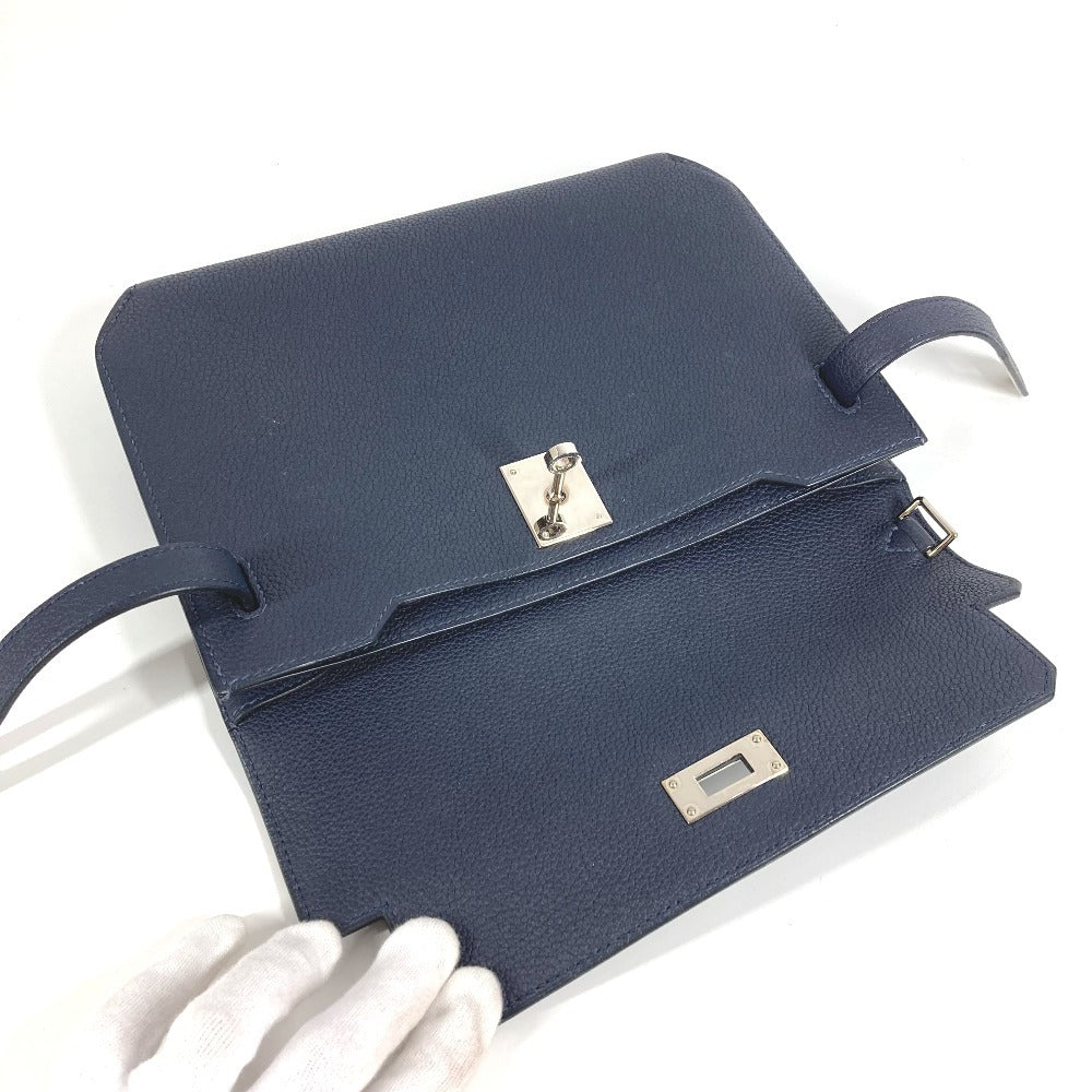 HERMES Kelly Depeche 25 Second Bag Pouch Bag Flap Clutch Bag Togo Unisex Navy