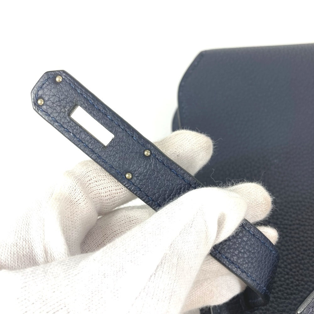 HERMES Kelly Depeche 25 Second Bag Pouch Bag Flap Clutch Bag Togo Unisex Navy